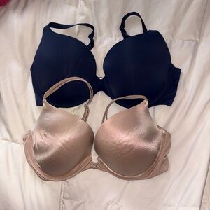 Victoria's Secret Navy and Tan Bras